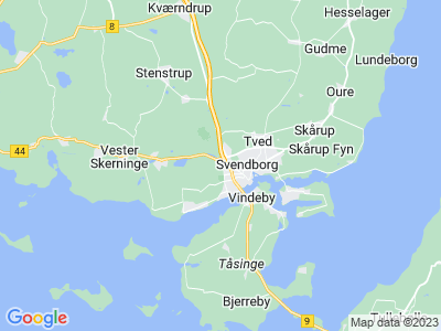 Kort over Svendborg